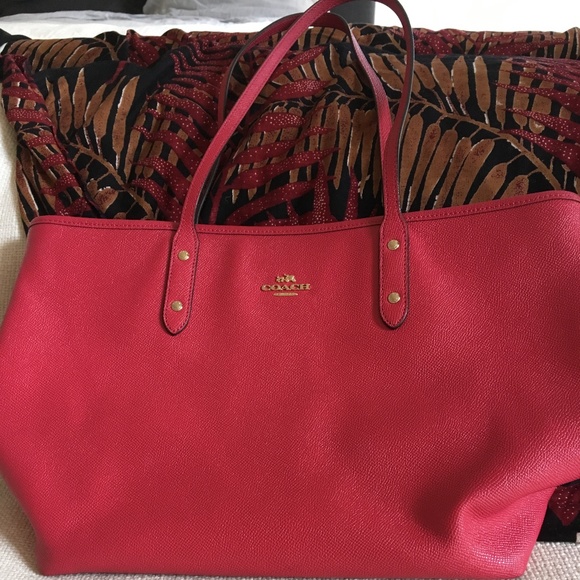 Coach Leather Tote Bag POPPY - Picture 1 of 7